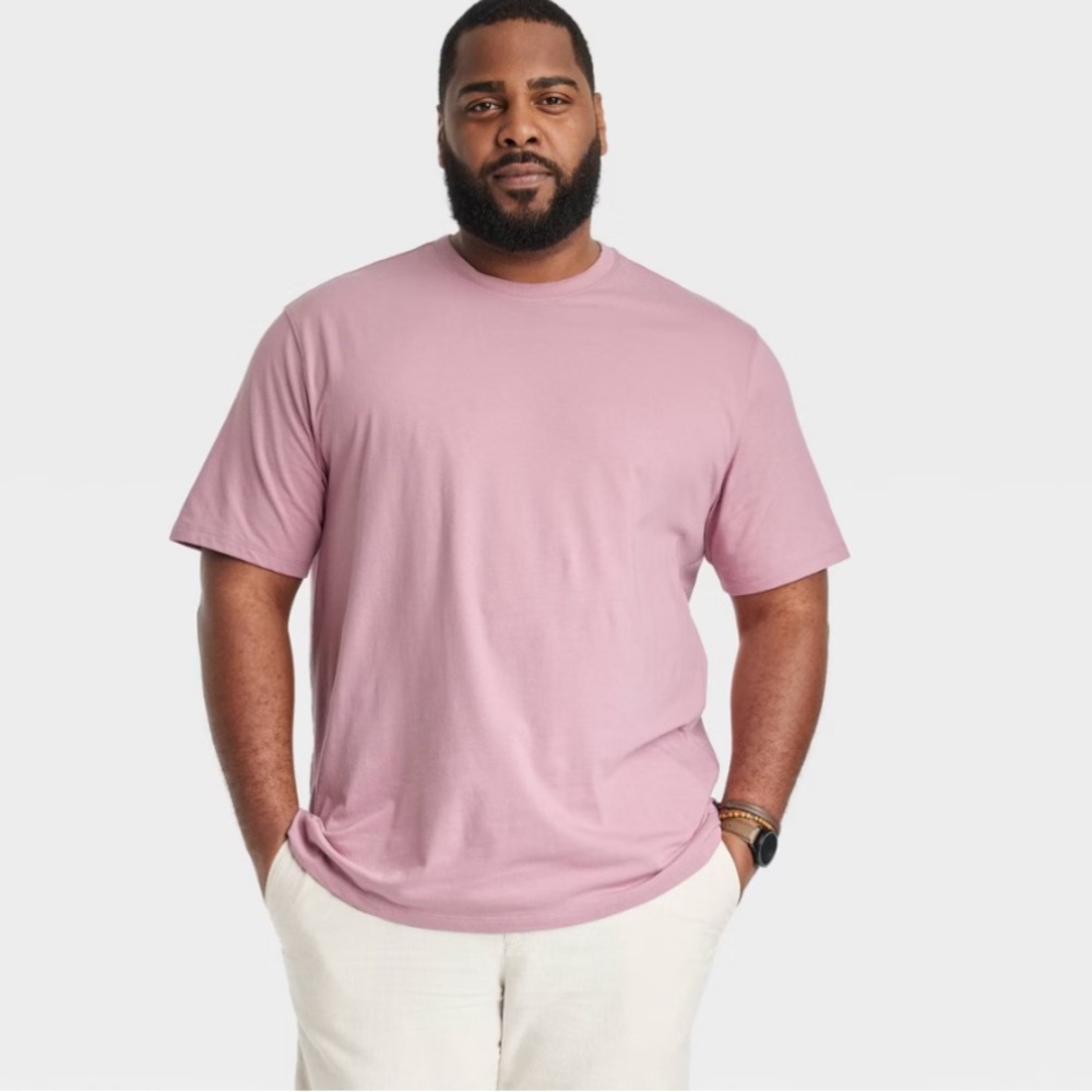 Men's Big & Tall Every Wear Short Sleeve T-Shirt, Dusty Rose Size 3XL